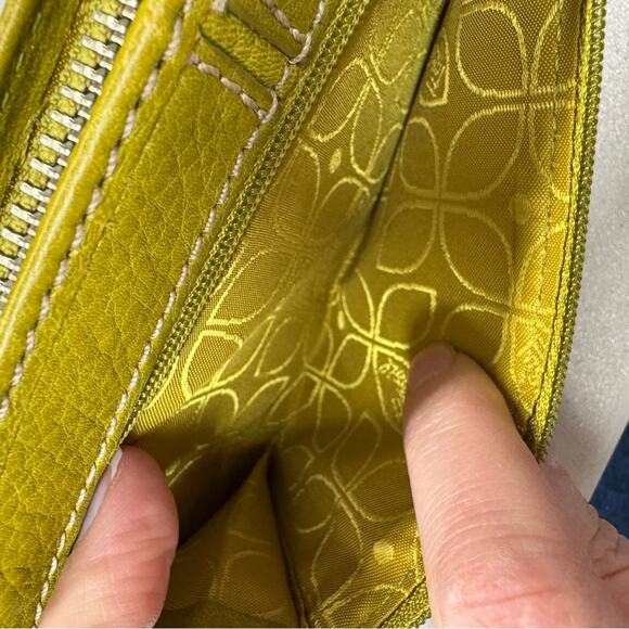 Fossil Green Leather Marlow Maddox Zip Clutch Wallet Boho Classic - Picture 4 of 9